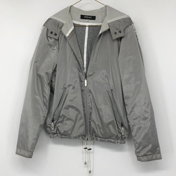 Versace Sport  silver hooded windbreaker cropped drawstring hem womens SP - Picture 15 of 15